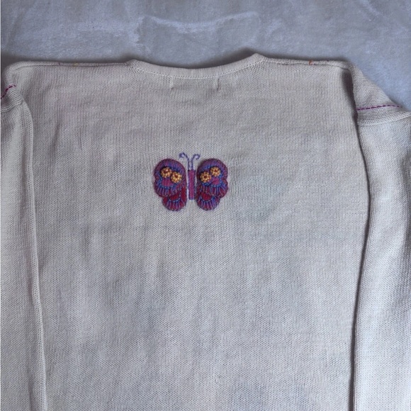 1990’s Women’s Embroidered Floral Cardigan - Cream - Picture 8 of 8